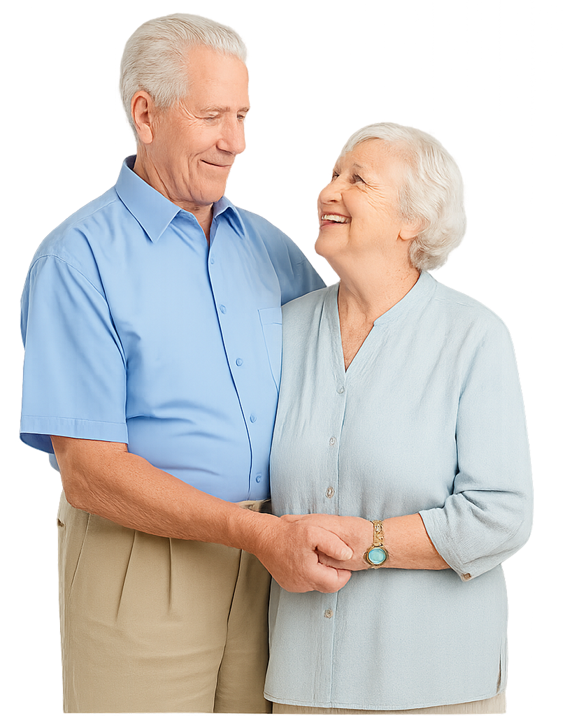 Elderly couple sharing love and support in hospice care
